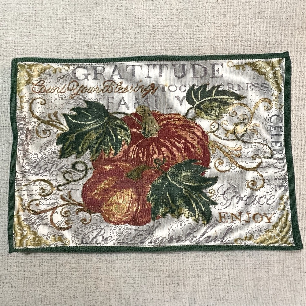 5 Vintage Harvest Season Pumpkin Placemats‎ Fall Thanksgiving Tapestry Gratitude
